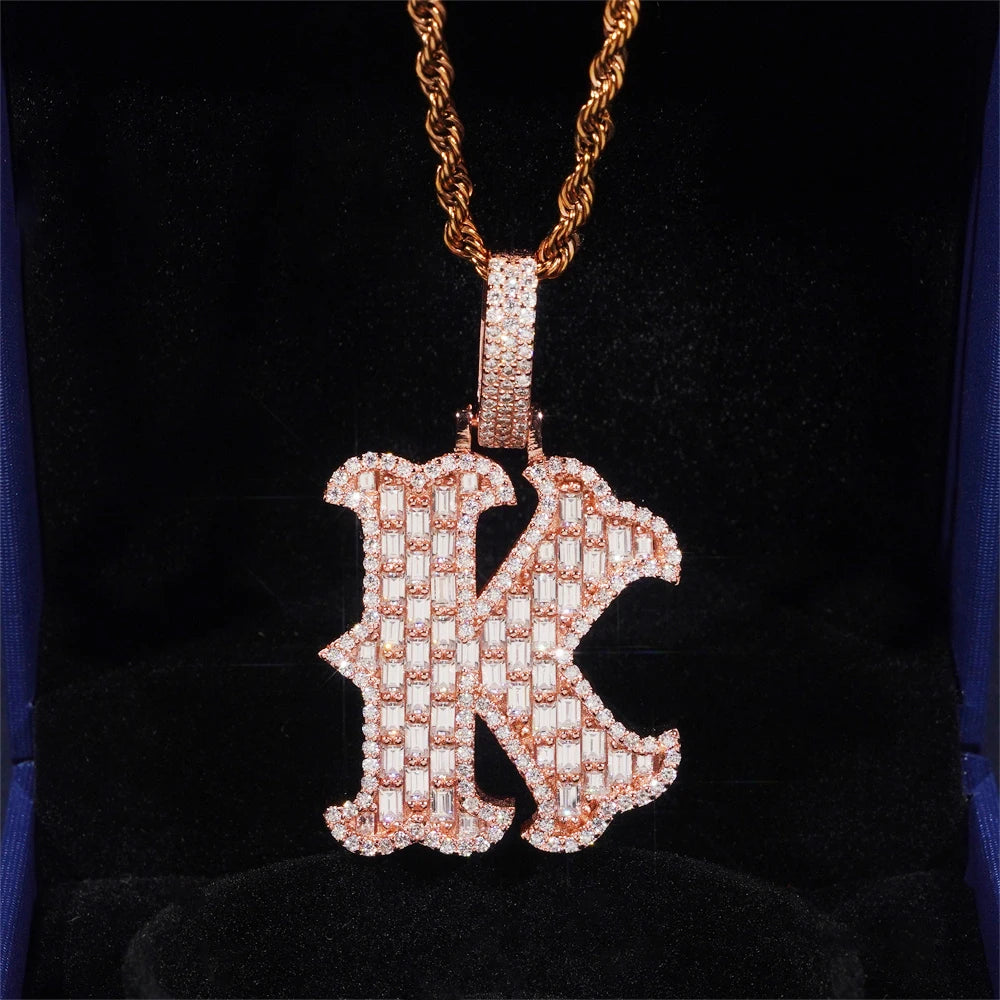 Moissanite Letter Pendant – Hip Hop Design with GRA Certificate | 925 Sterling Silver Fits 10mm Tennis Chain