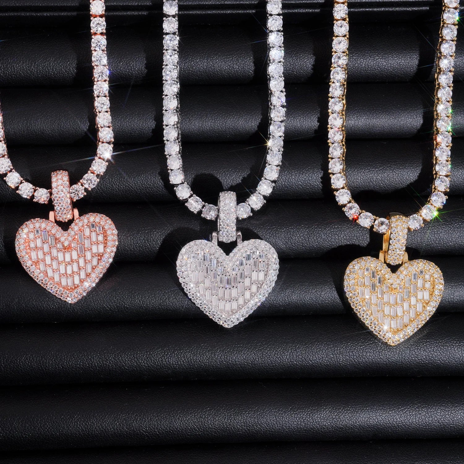 Moissanite Heart Pendant – Hip Hop Design with Certificate | 925 Sterling Silver Fits 3mm Tennis Chain