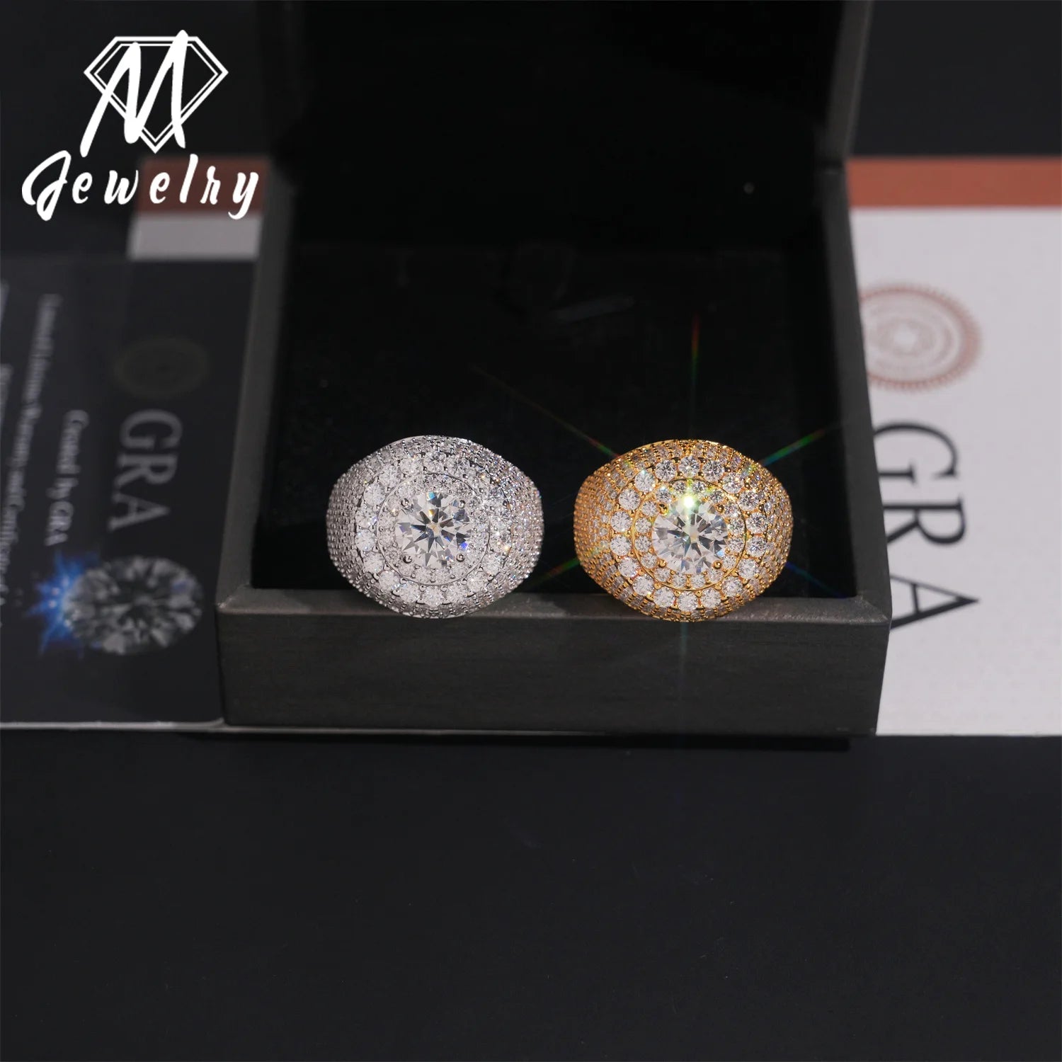 Moissanite Ring – Hip Hop Iced Out Diamond Pass Tester | 925 Sterling Silver Fine Jewelry for Men