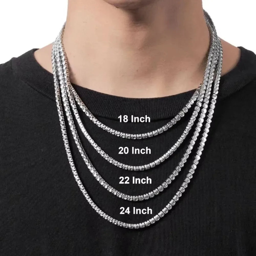 Moissanite Tennis Necklace – 3-5mm | S925 Sterling Silver Full Diamond Chain Party Jewelry Gift for Men & Women