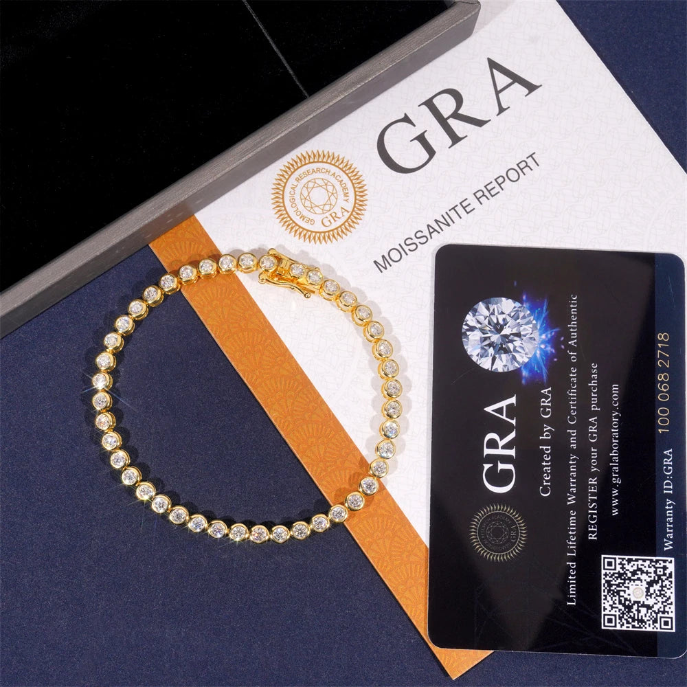 Moissanite Tennis Bracelet – 3mm Full Diamond with GRA | S925 Sterling Silver Party Fine Jewelry for Women
