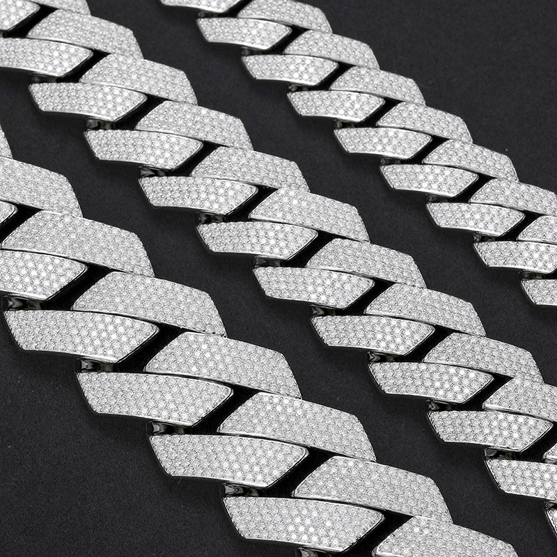 Moissanite Cuban Link Chain Necklace – 16mm 20mm 27mm Miami | S925 Sterling Silver Hip Hop Jewelry for Men & Women