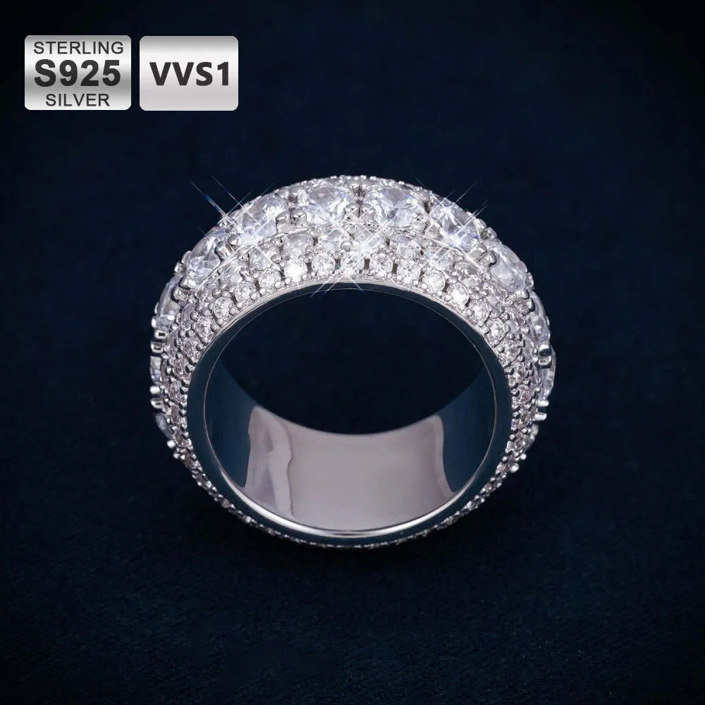 Moissanite Men's Ring – Hip Hop VVS Design | 925 Sterling Silver Statement Jewelry for Daily Wear & Gifts