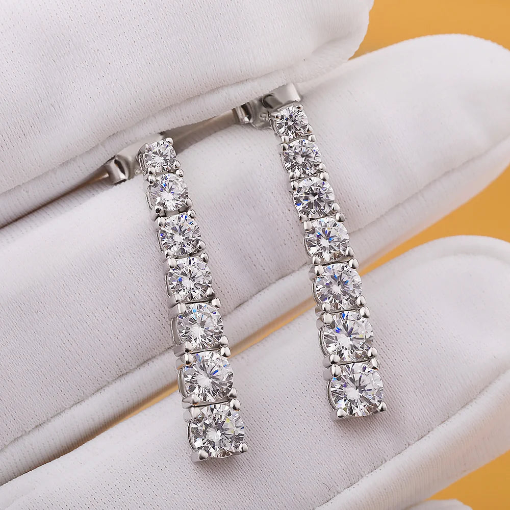Moissanite Drop Earrings – 2.8CT Tassel Dangle Bridal Wedding Jewelry | 925 Sterling Silver Earrings for Women