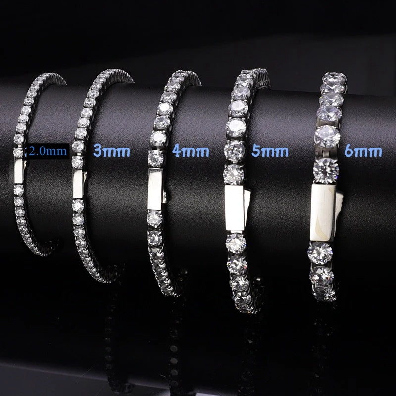 Moissanite Tennis Chain Necklace – Iced Out Diamond 2mm 3mm 4mm 5mm | 925 Sterling Silver Gold Plated Jewelry