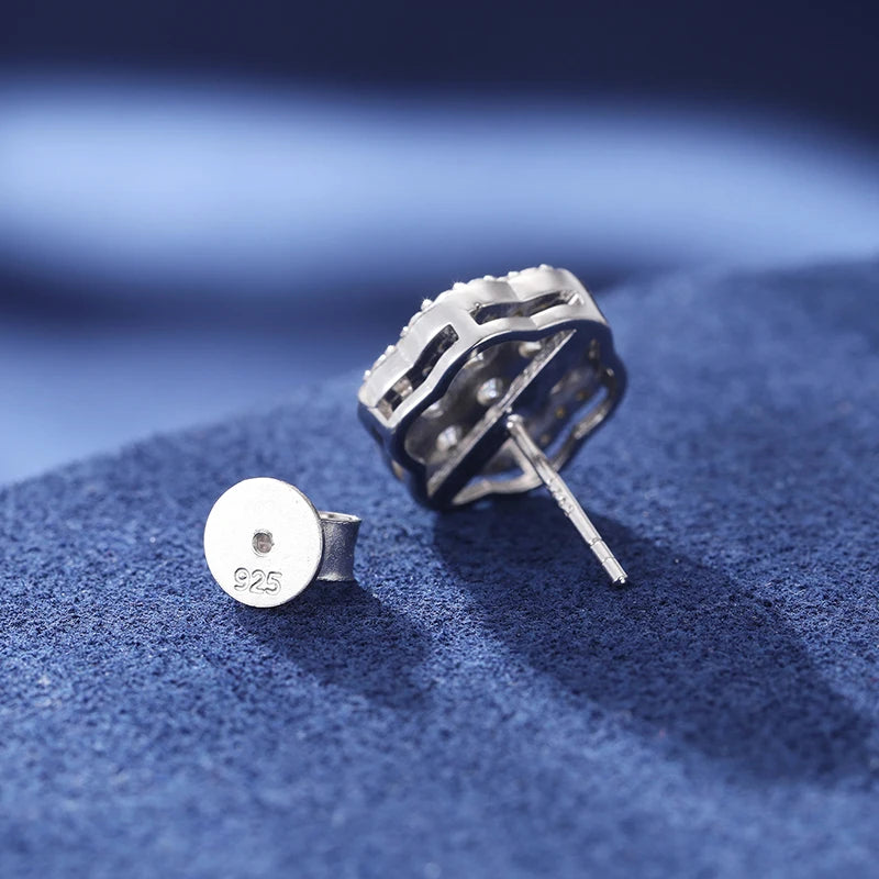 Moissanite Flower Stud Earrings – Iced Out Bling | 925 Sterling Silver Luxury Hip Hop Jewelry for Men & Women
