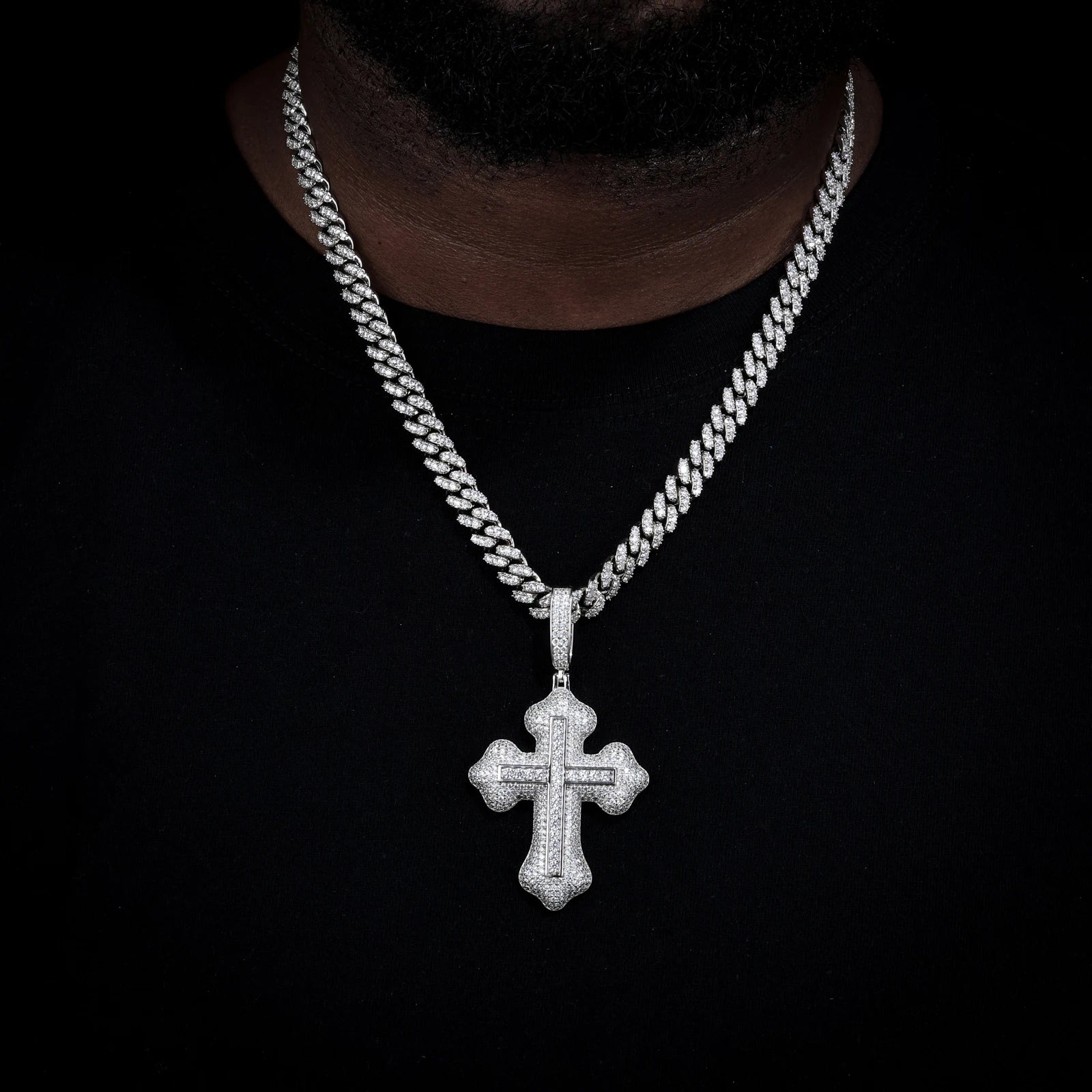 Moissanite Cross Pendant – D VVS Full Iced Out Design | 925 Sterling Silver Hip Hop Jewelry for Men & Women