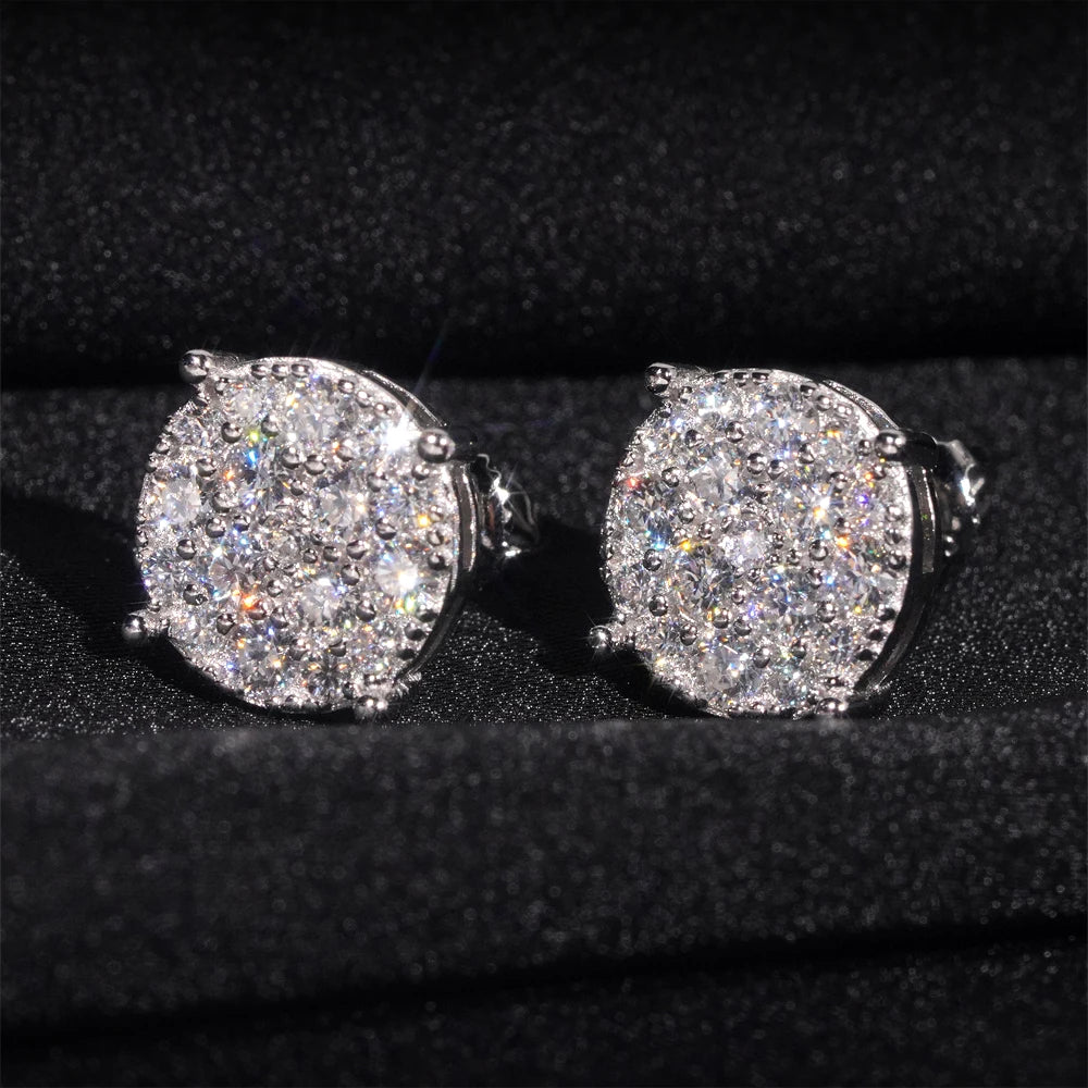 Moissanite Round Stud Earrings – Full D Color with Certificate | S925 Sterling Silver Fine Jewelry Gifts