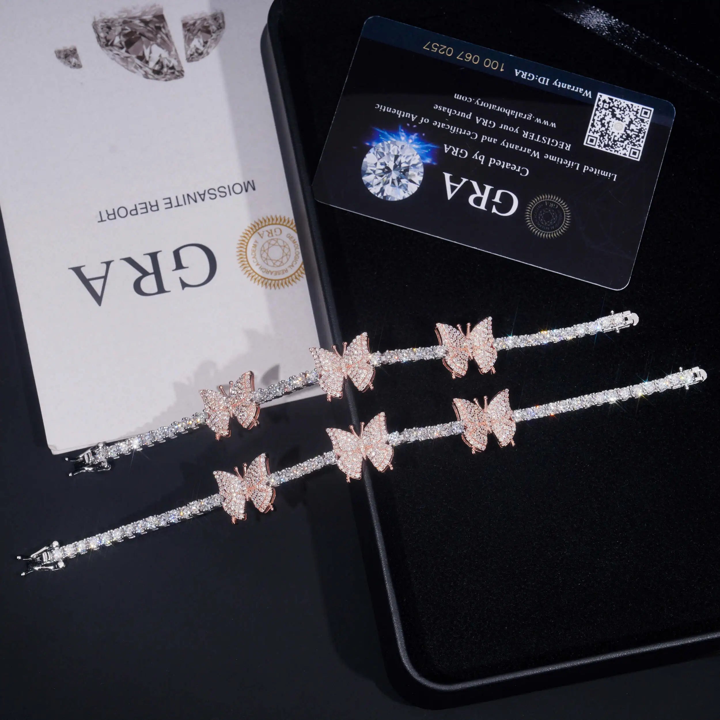 Moissanite Butterfly Tennis Bracelet – VVS Hip Hop Design | 925 Sterling Silver Jewelry