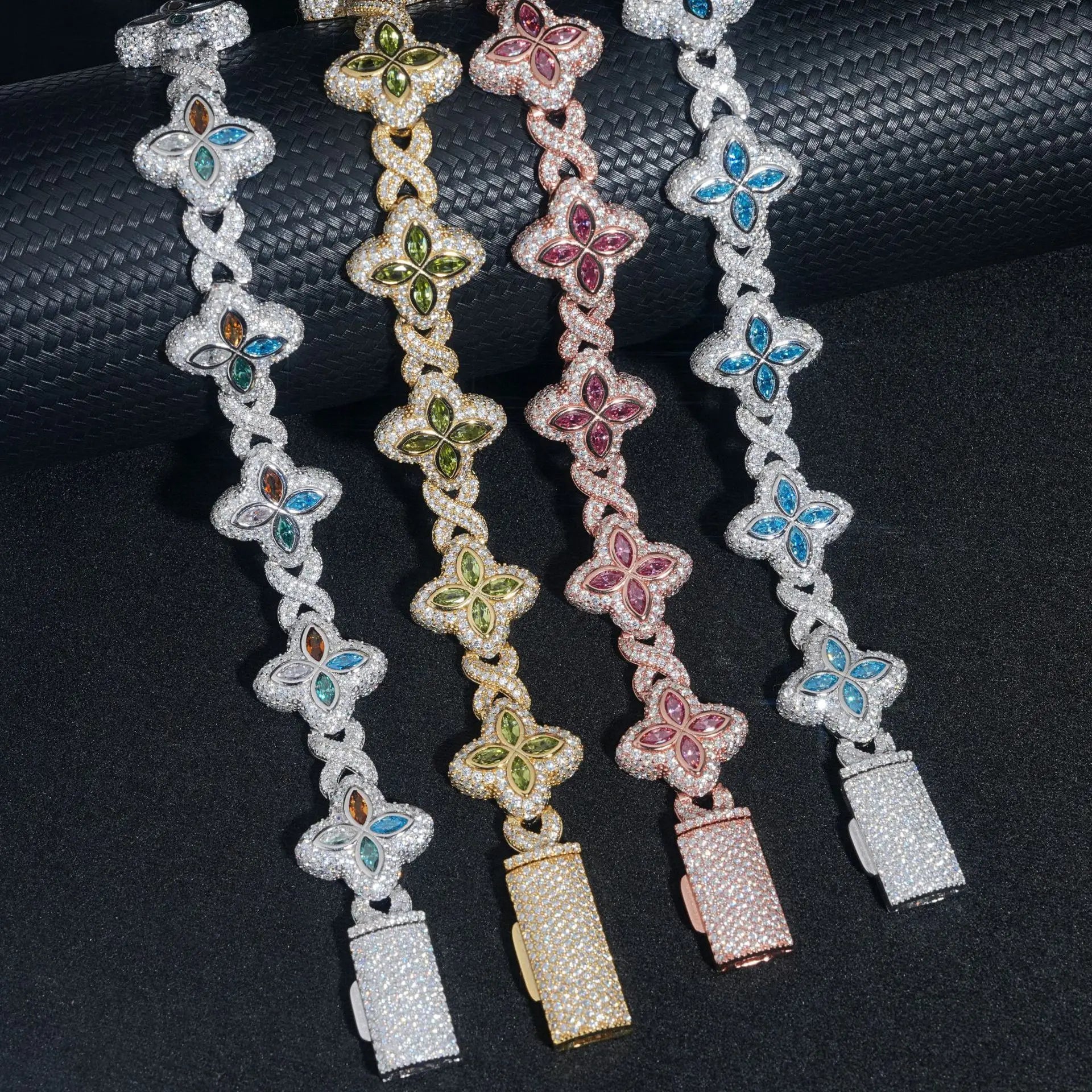 Moissanite Cuban Chain Necklace – Colorful Full Moissanite Eternity Tennis Chain Hip Hop Style | 925 Sterling Silver Gold Jewelry for Women & Men