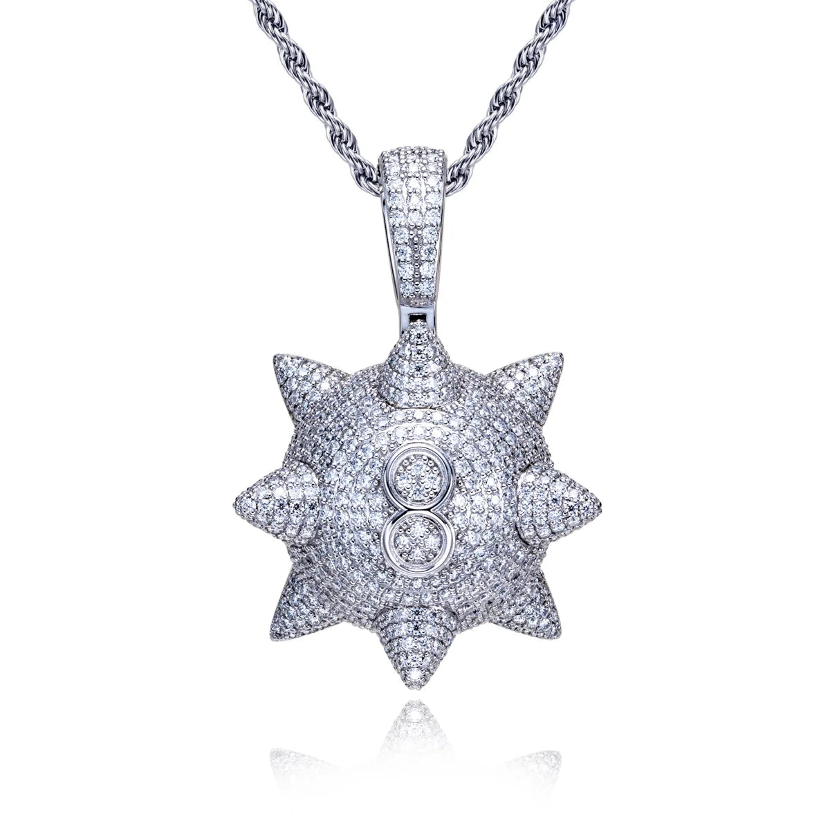Moissanite Meteor Hammer Pendant Necklace – Chunky Layered Design | 925 Sterling Silver Hip Hop Keychain 60cm for Men & Women