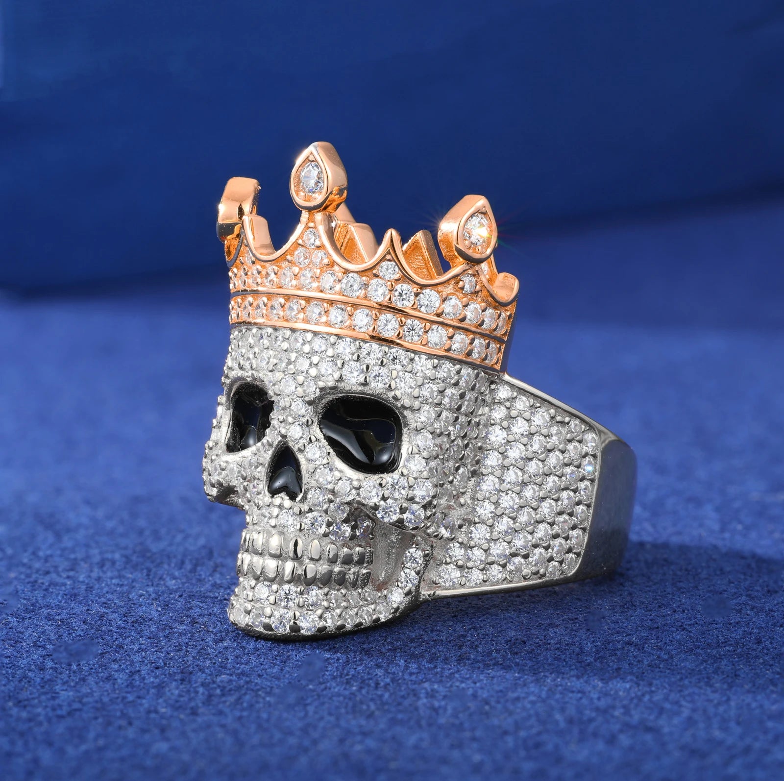 Moissanite Crown Skull Ring – Iced Out Design | Sterling Silver Hip Hop Jewelry for Men & Women