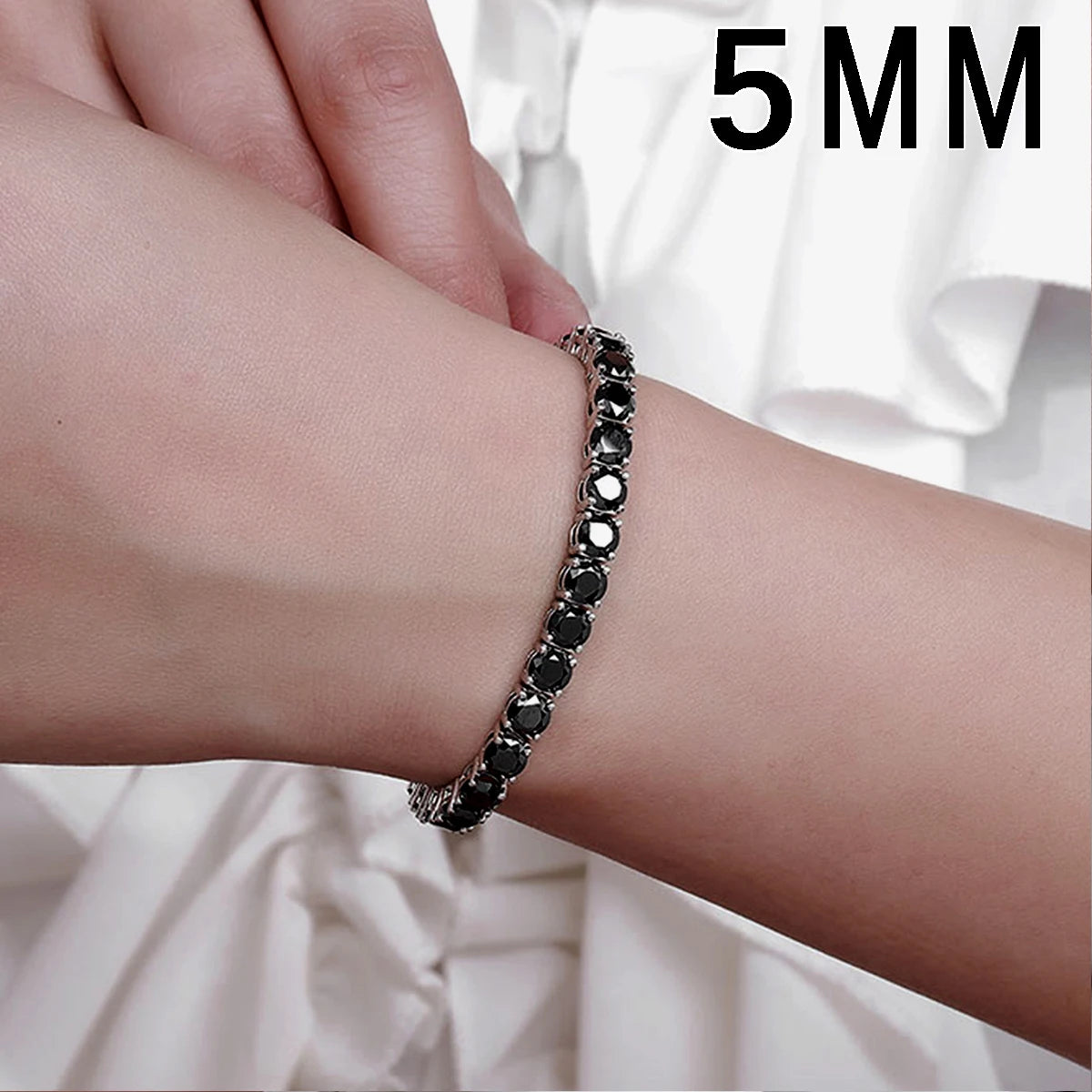Black Moissanite Tennis Bracelet – 3mm–6.5mm | 925 Sterling Silver Premium Luxury Jewelry Gift for Men & Women