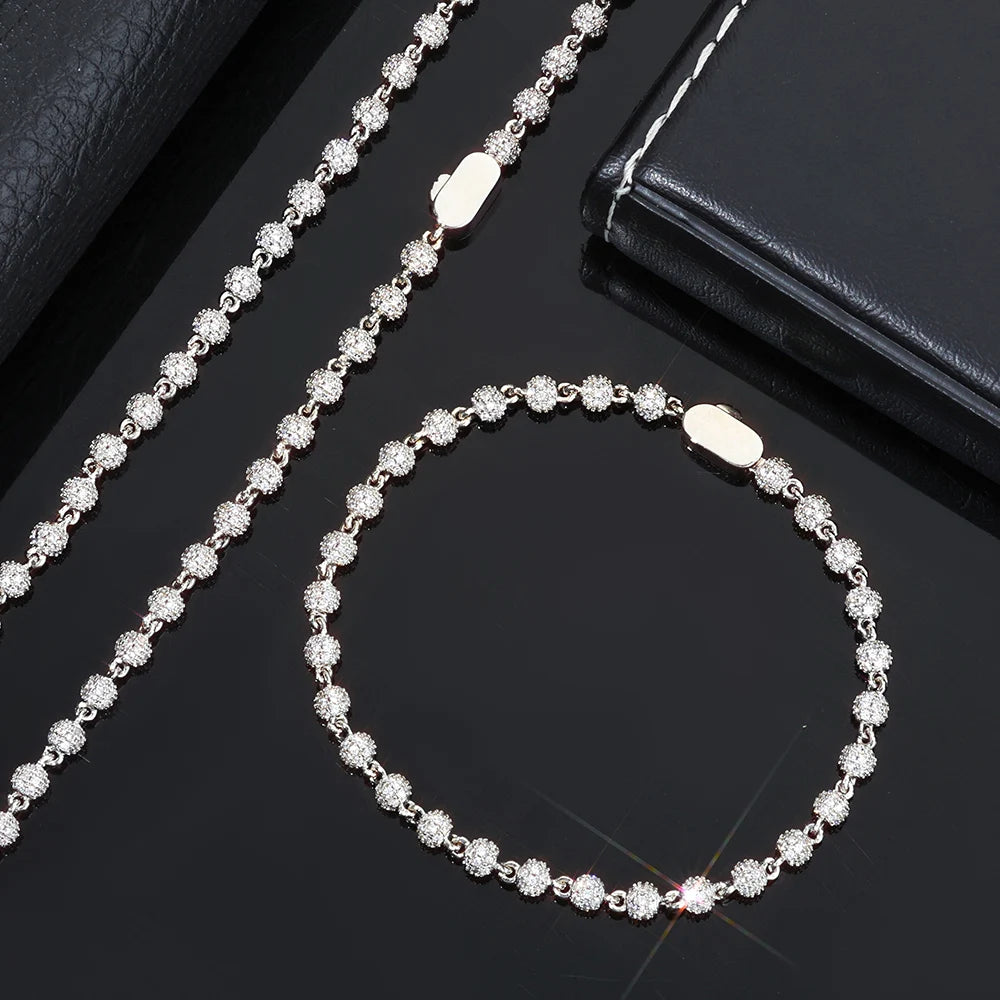 Moissanite Bead Cuban Chain Necklace – 4mm Customized New Design Shiny Iced Out VVS Hip Hop | 925 Sterling Silver Jewelry