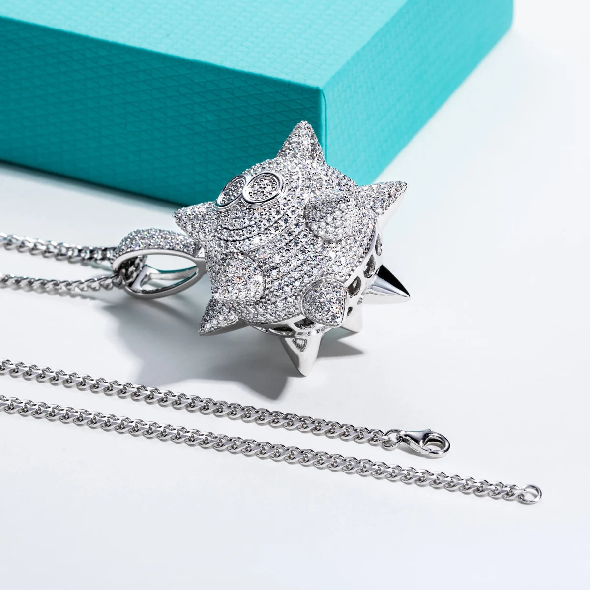 Moissanite Meteor Hammer Pendant Necklace – Chunky Layered Design | 925 Sterling Silver Hip Hop Keychain 60cm for Men & Women