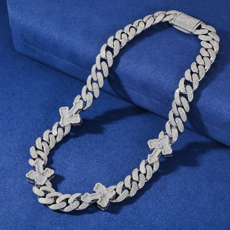 Moissanite Cross Necklace – VVS Iced Out Cuban Link | S925 Sterling Silver Hip Hop Jewelry for Men & Women