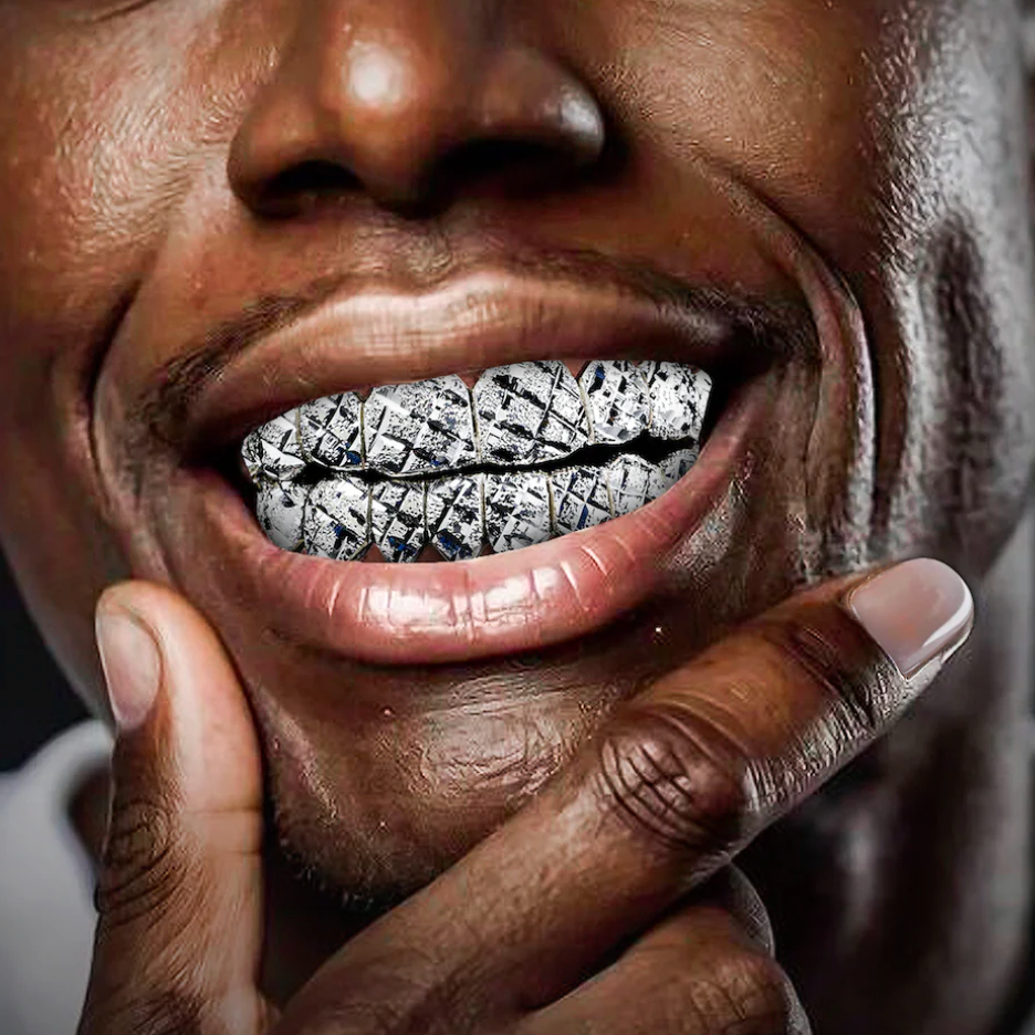 Diamond cut with Diamond dust Silver grill- BOTTOM