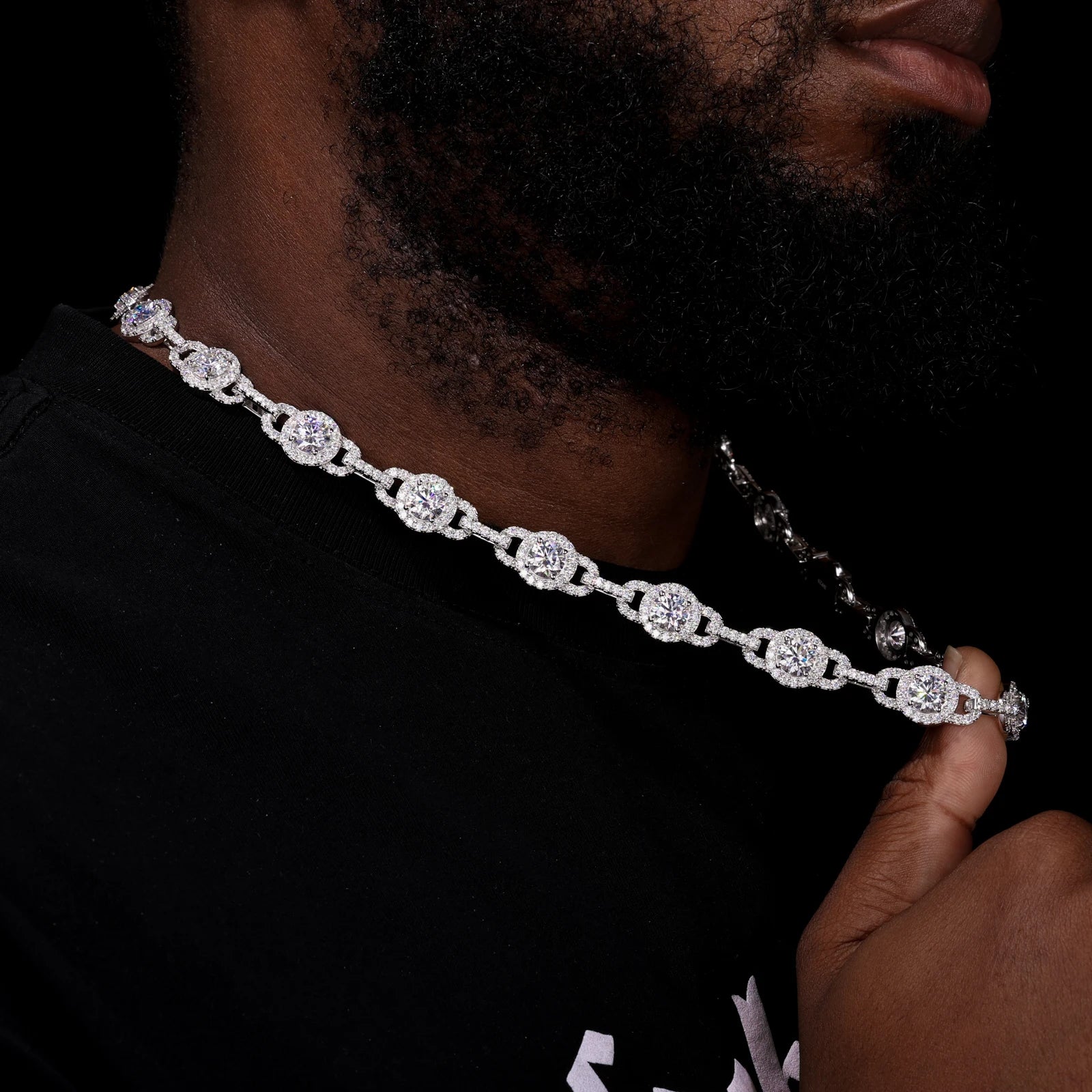 Moissanite Necklace – Iced Out D Color Hip Hop Link Chain with GRA Certificate | 925 Sterling Silver Diamond Jewelry for Men & Women
