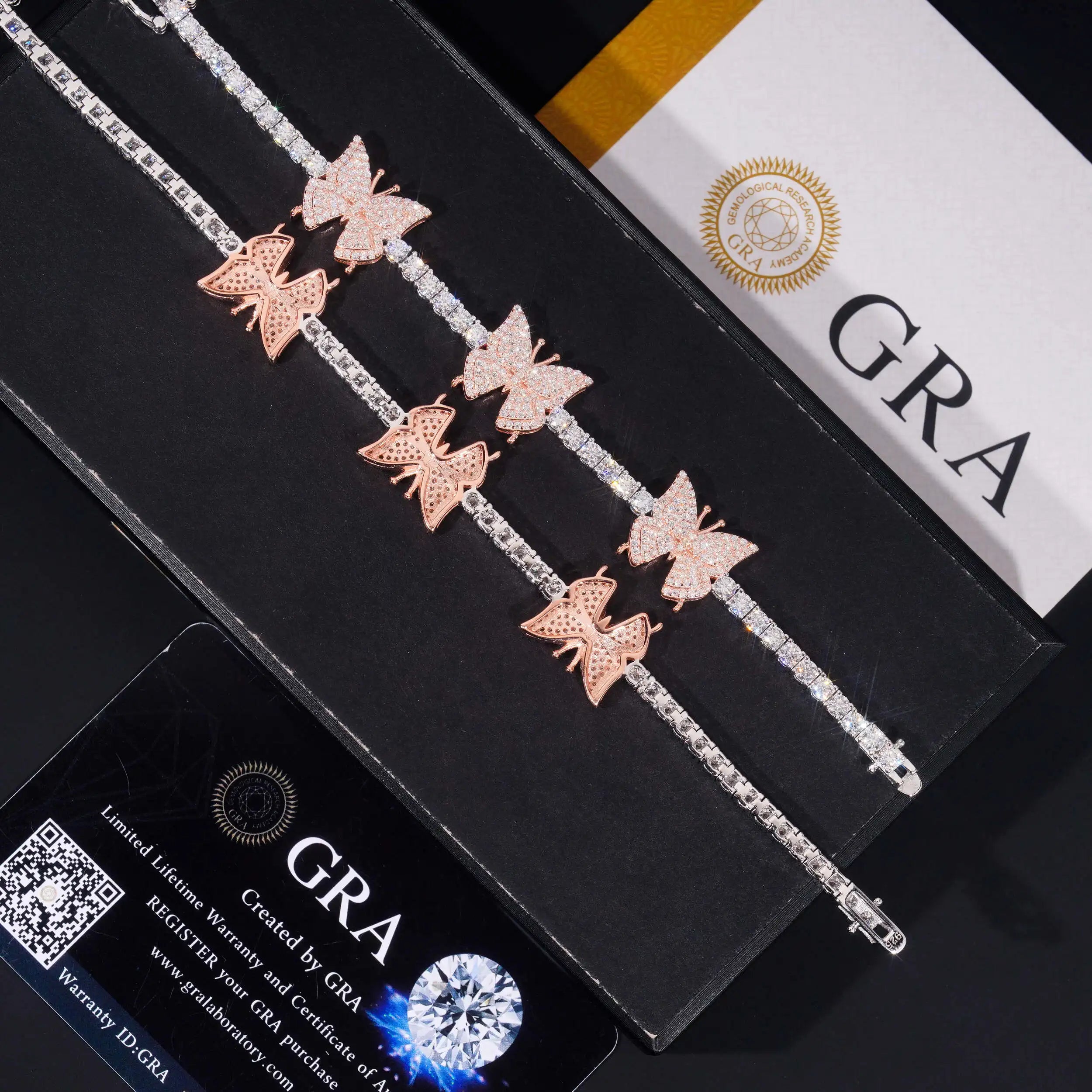 Moissanite Butterfly Tennis Bracelet – VVS Hip Hop Design | 925 Sterling Silver Jewelry