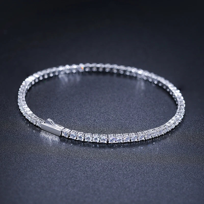 Moissanite Halo Tennis Bracelet – Iced Out Design with GRA Certificate | 925 Sterling Silver 18k Gold Plated Jewelry Gift for Men & Women