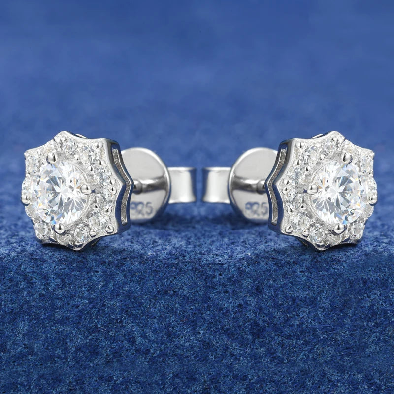 Moissanite Star Earrings – D VVS Eight-Pointed | 925 Sterling Silver Daily Fine Jewelry for Men & Women