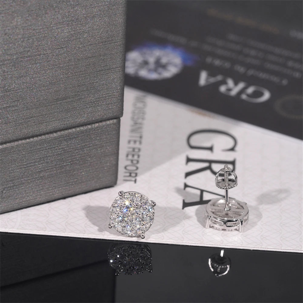 Moissanite Round Stud Earrings – Full D Color with Certificate | S925 Sterling Silver Fine Jewelry Gifts