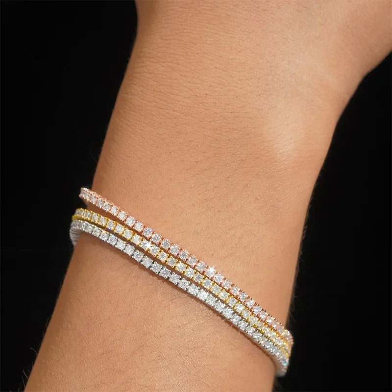 Moissanite Tennis Necklace – Patented Buckle Hip Hop Diamond Tennis Chain | 925 Sterling Silver Jewelry for Women & Men