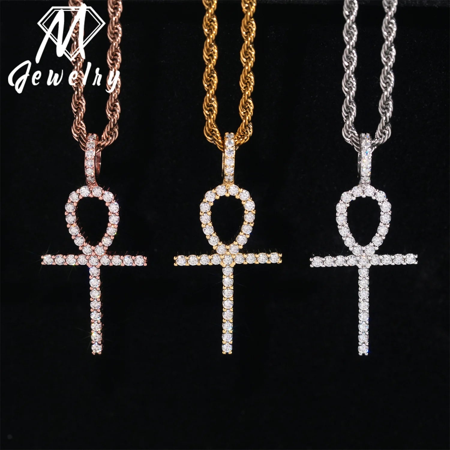Moissanite Cross Pendant – Iced Out Diamond Hip Hop Jewelry | 925 Sterling Silver New Arrivals Bulk Stock Pendants Set