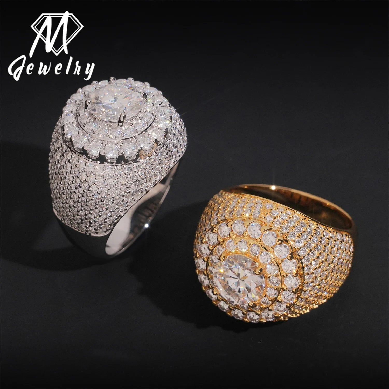 Moissanite Ring – Hip Hop Iced Out Diamond Pass Tester | 925 Sterling Silver Fine Jewelry for Men