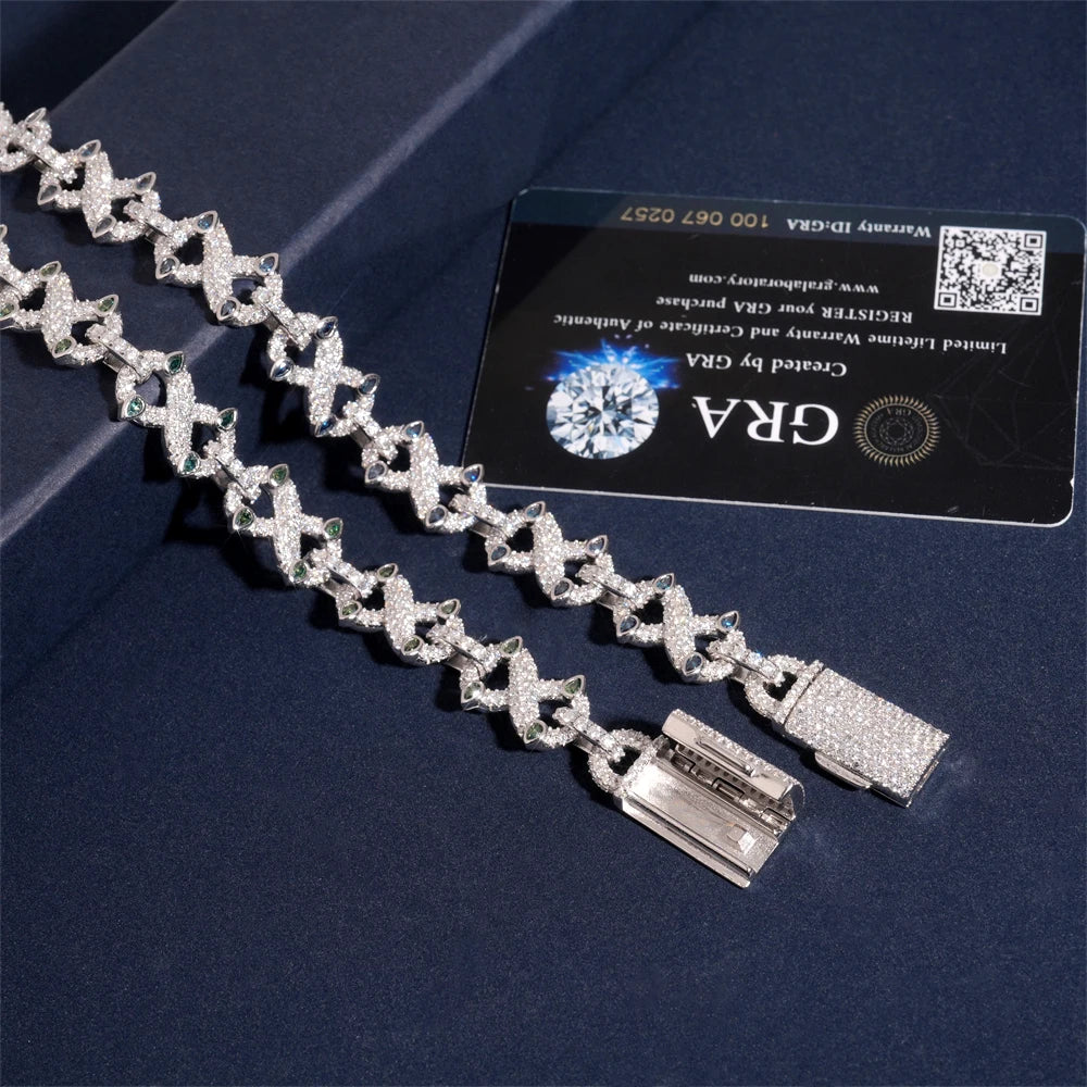 Moissanite Cuban Chain Bracelet – Colorful Trendy Hip Hop Fashion | 925 Sterling Silver with Certificate