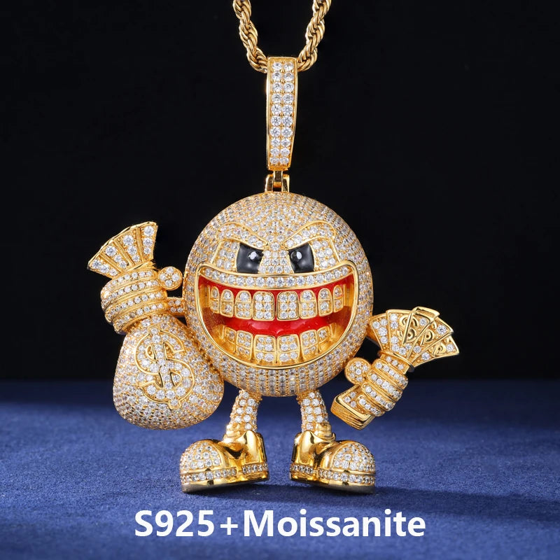 Moissanite Money Bag Pendant – Iced Out Hip Hop Bling | 925 Sterling Silver Jewelry for Men & Women