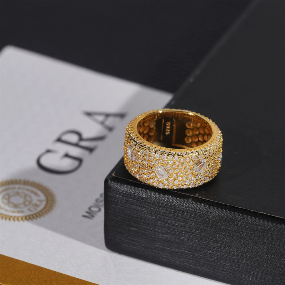 Moissanite Diamond Ring – Round Cut GRA Certified | 925 Sterling Silver Hip Hop Rock Engagement & Anniversary Fine Jewelry