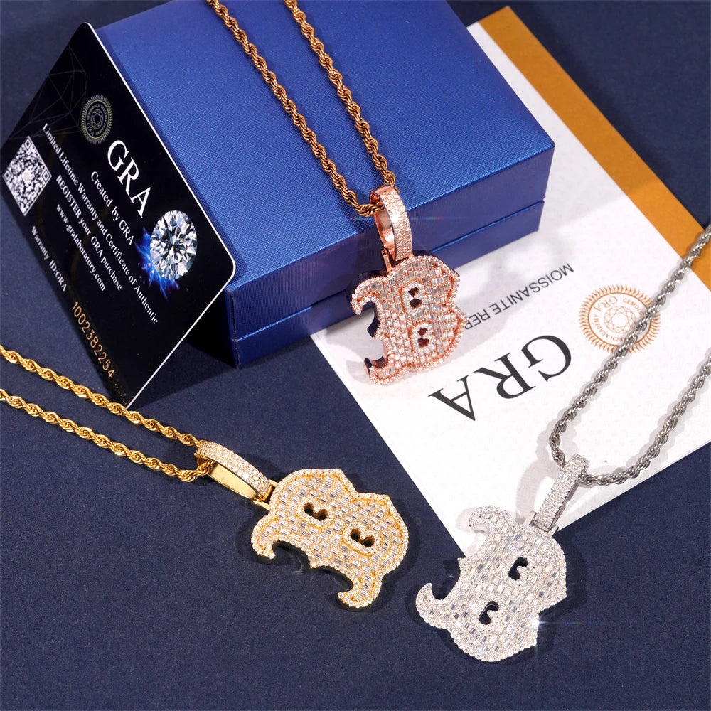 Moissanite Letter Pendant – Hip Hop Design with GRA Certificate | 925 Sterling Silver Fits 10mm Tennis Chain