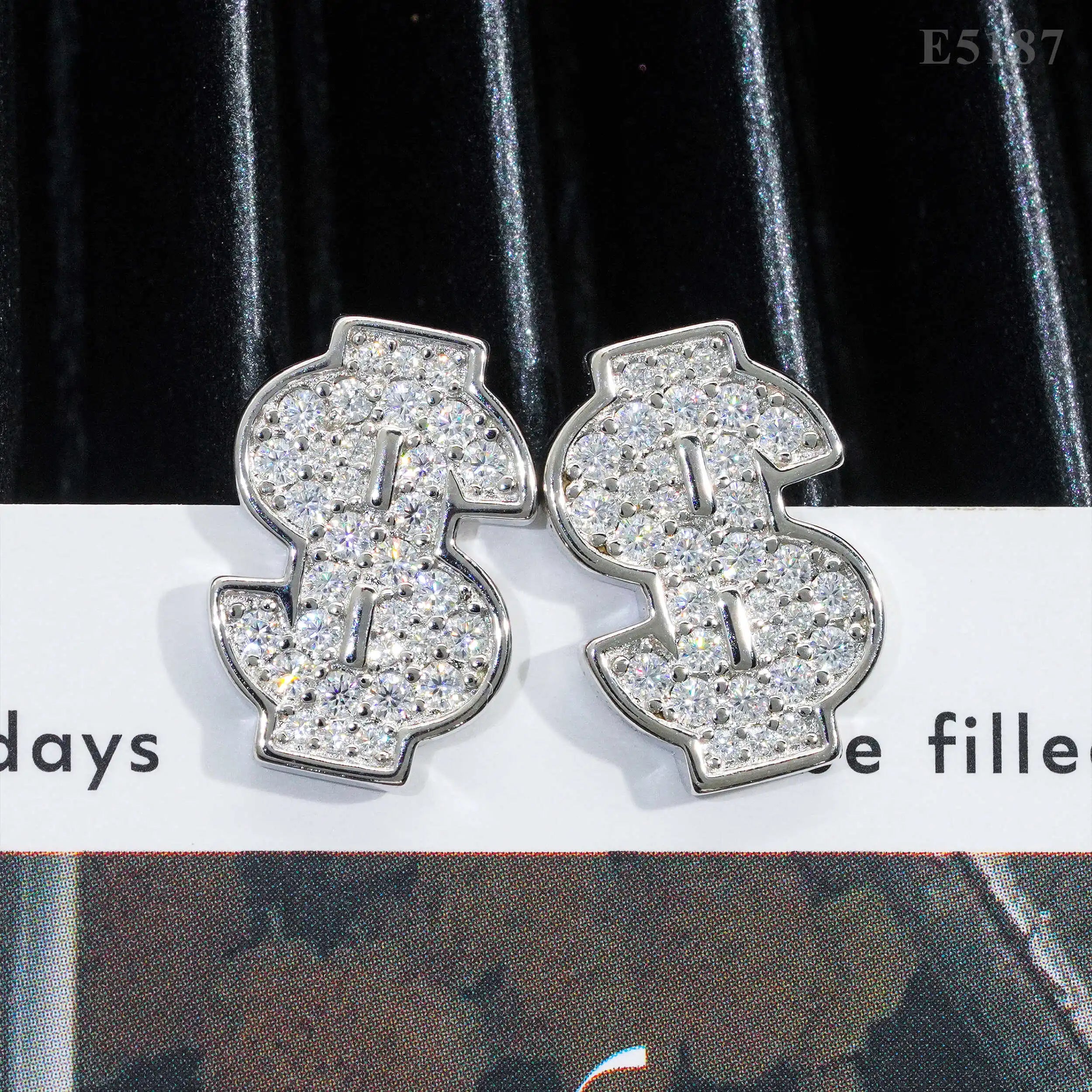 Moissanite US Dollar Letter Earrings – D Color Sparkling Hip Hop Ear Stud | 925 Sterling Silver Jewelry for Men & Women