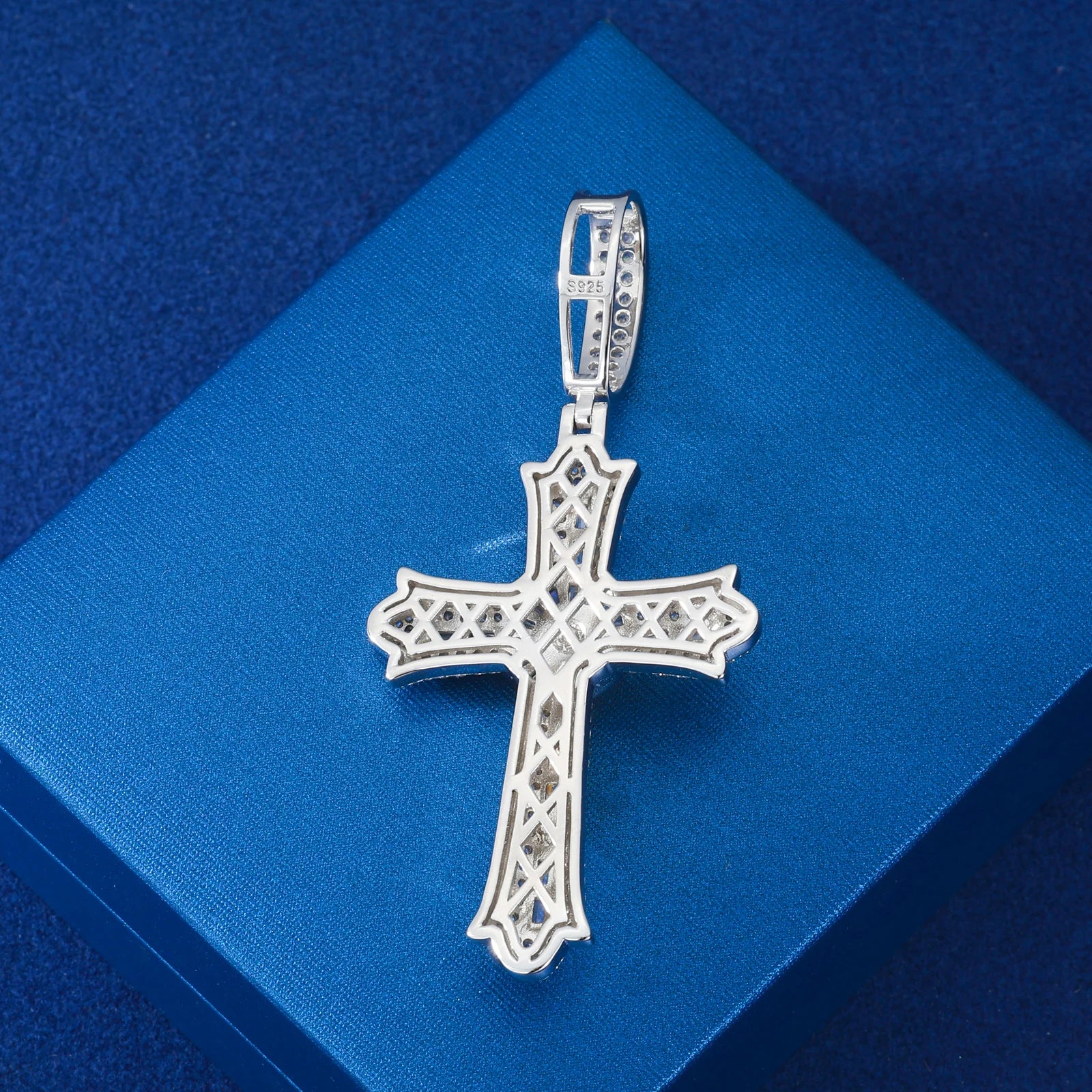 Moissanite Cross Pendant – D VVS Jesus Crucifix | 18K Gold Plated 925 Silver Religious Jewelry for Men & Women