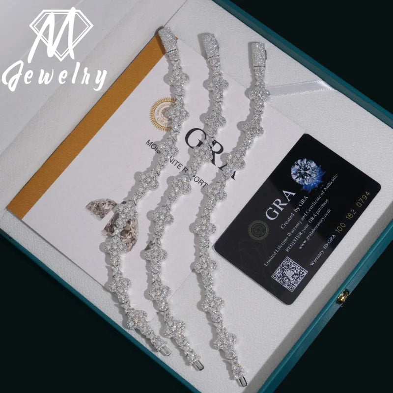 Moissanite Cuban Bracelet – 13mm VVS Iced Out Chain | 925 Sterling Silver Hip Hop Pass Diamond Tester Jewelry