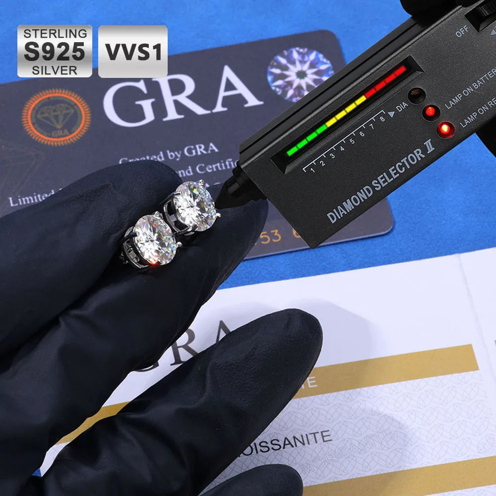 Moissanite Earrings – 4mm 5mm 6mm 8mm VVS Pass Diamond Test Classic Jewelry Gift | 925 Sterling Silver Studs for Women