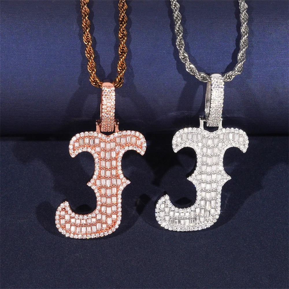Moissanite Letter Pendant – Hip Hop Design with GRA Certificate | 925 Sterling Silver Fits 10mm Tennis Chain