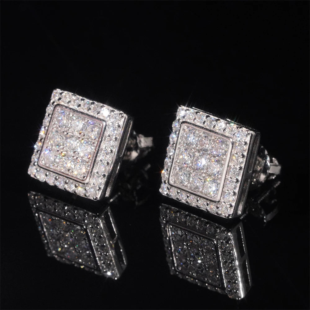 Moissanite Stud Earrings – Square D Color with Certificate | S925 Sterling Silver Fine Jewelry Gifts