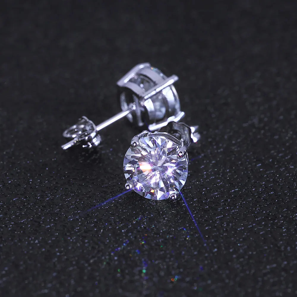 Moissanite Earrings – 4mm 5mm 6mm 8mm VVS Pass Diamond Test Classic Jewelry Gift | 925 Sterling Silver Studs for Women