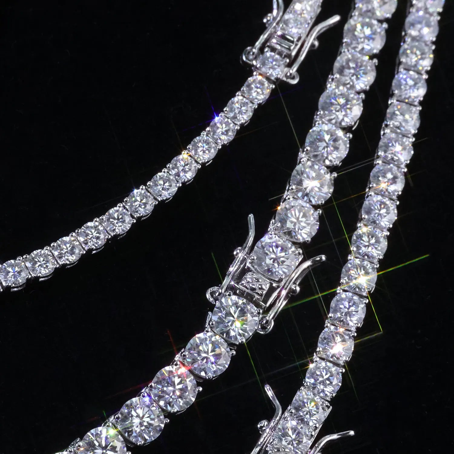 Moissanite Tennis Bracelet – 2mm 3mm 4mm 5mm VVS Iced Out Pass Diamond Test with GRA | 925 Sterling Silver Tennis Chain Jewelry