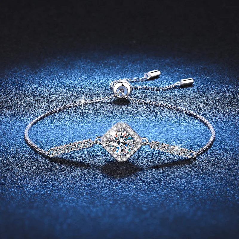 Moissanite Bracelet – Elegant Flower Wedding Jewelry Gift | 925 Sterling Silver Diamond Bracelet for Women