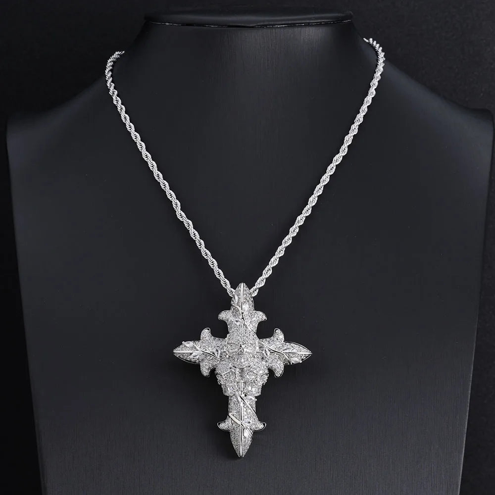 Moissanite Cross Pendant – 2.5" Tall Custom Hip Hop Iced Out VVS Diamond | 925 Sterling Silver Jewelry