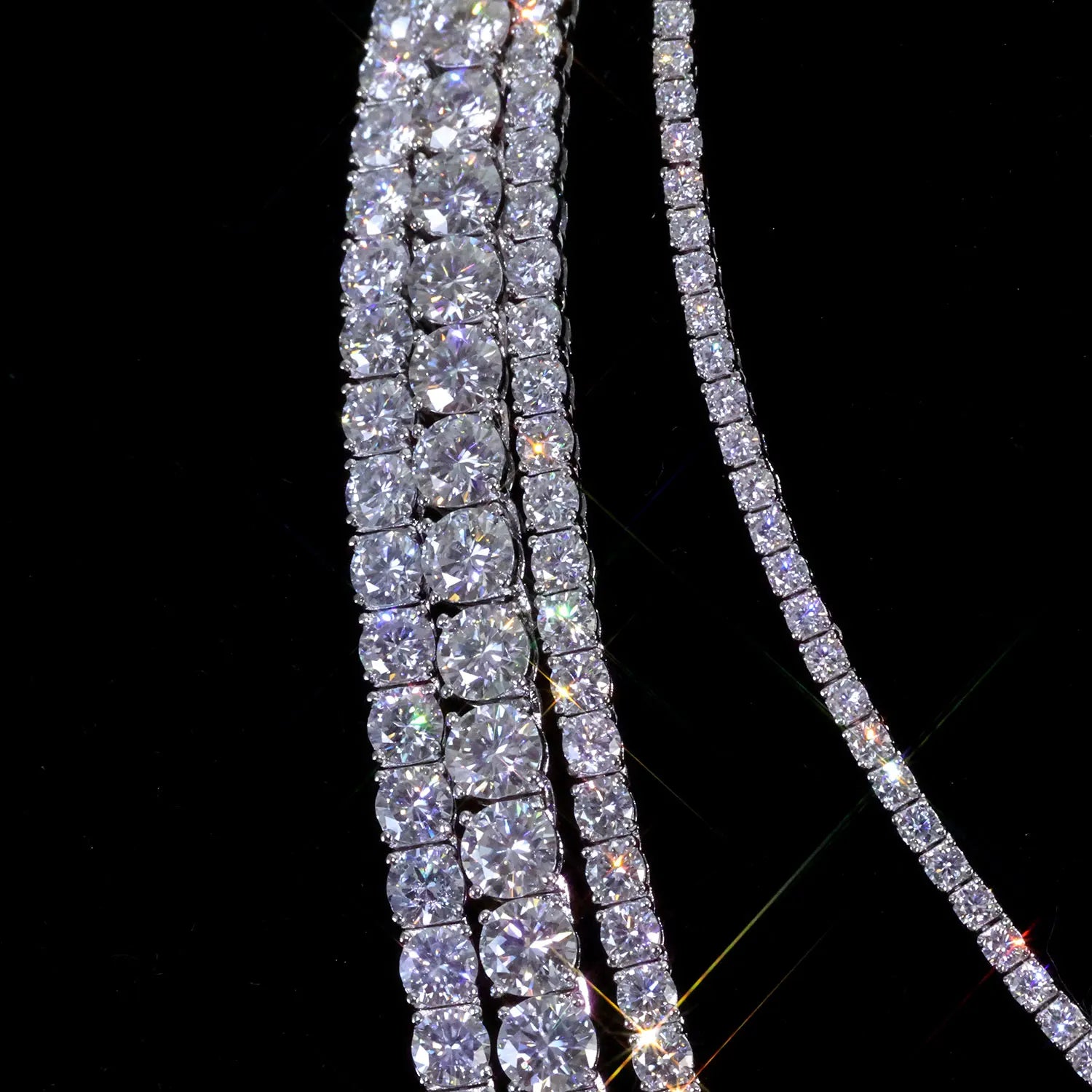 Moissanite Tennis Chain Necklace – 2mm–5mm | 925 Sterling Silver Iced Out VVS Pass Diamond Tester Fine Jewelry for Men & Women