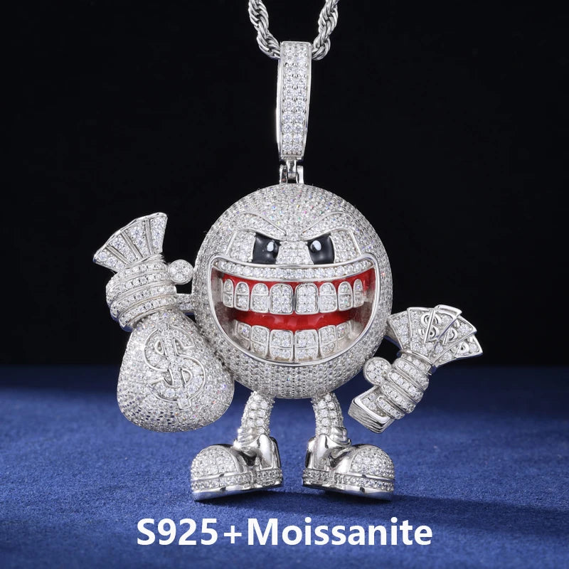 Moissanite Money Bag Pendant – Iced Out Hip Hop Bling | 925 Sterling Silver Jewelry for Men & Women