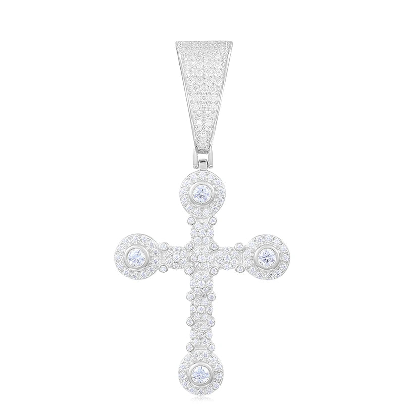 Moissanite Cross Pendant – Star-Studded Sparkle Design | 925 Sterling Silver Hip Hop Jewelry for Men & Women