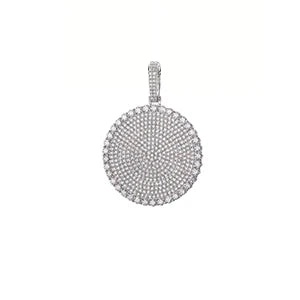 Moissanite Round Pendant Necklace – 20mm 30mm 40mm D VVS | 925 Sterling Silver Iced Out Pass Diamond Test Jewelry for Men & Women
