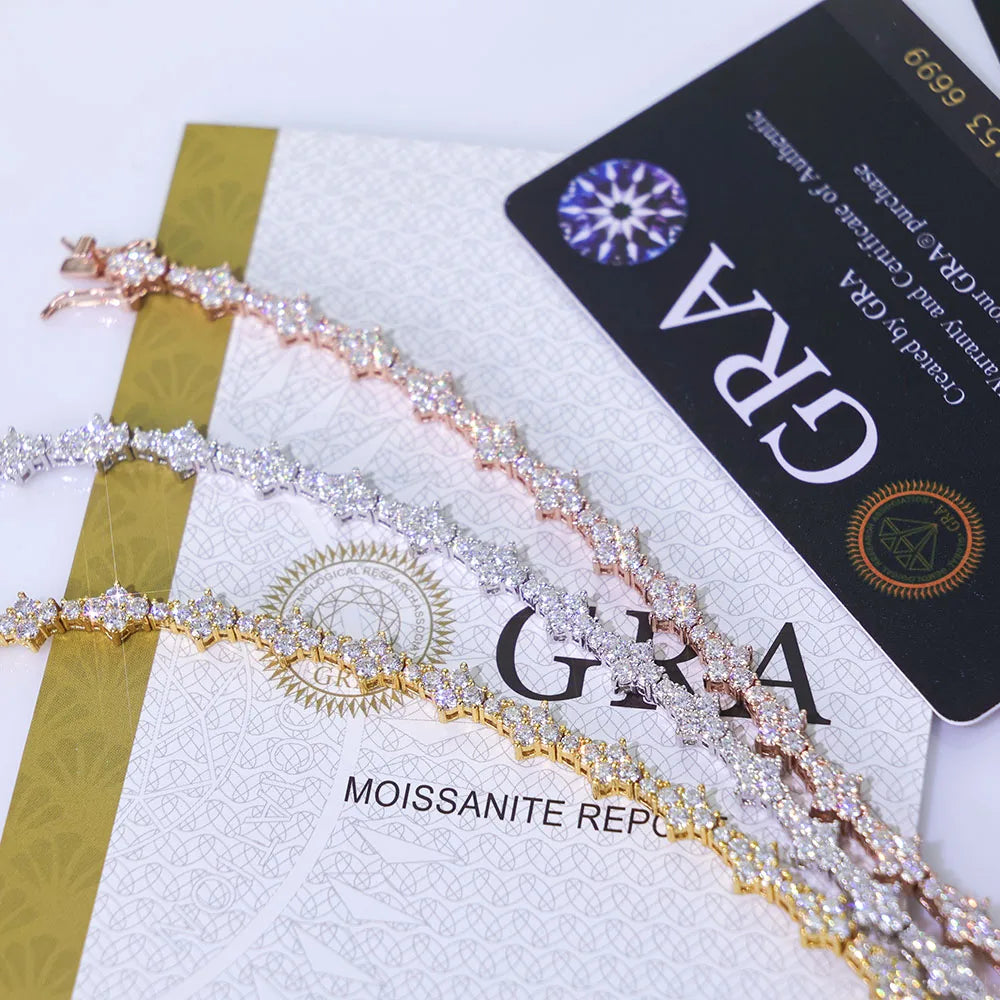 Moissanite Tennis Bracelet – Original Brilliant Cut D Color VVS1 Pass Diamond Test | 925 Sterling Silver Gift Fine Jewelry