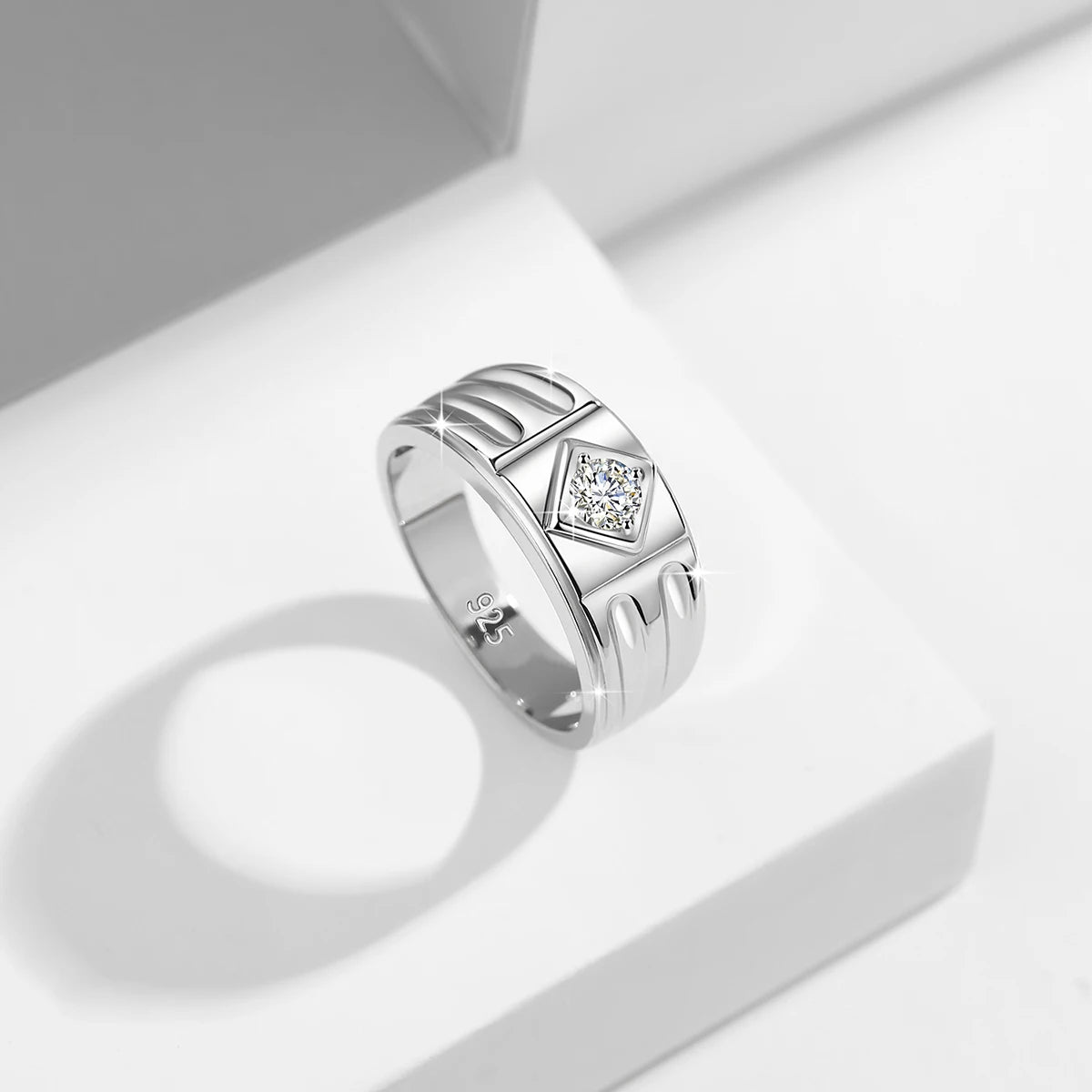 Moissanite Ring for Men – D Color Luxury Engagement Wedding Jewelry with Certificate | 925 Sterling Silver Male Ring