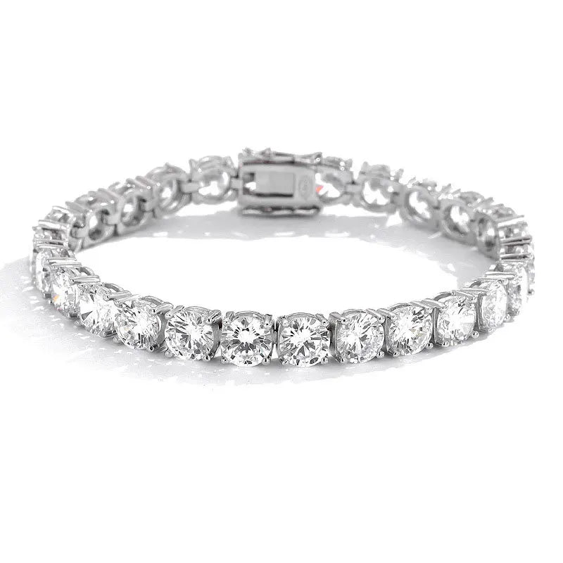 Moissanite Tennis Bracelet – 2mm Sparkling Party Jewelry Plated White Gold | 925 Sterling Silver Bracelet for Women & Men